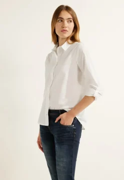 Unifarbene Baumwollbluse vanilla white