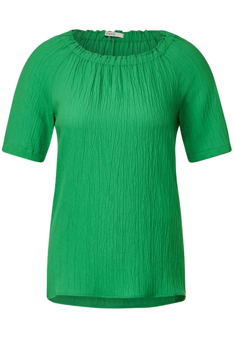 Unifarbene Struktur Bluse fresh green