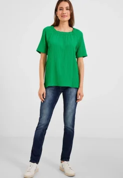 Unifarbene Struktur Bluse fresh green