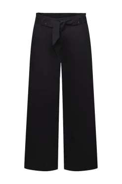 Verkürzte Culotte aus Baumwolle und Leinen black