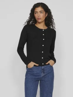 VIABELLA RIB L/S KNIT CARDIGAN black