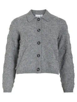 VIAERY COLLAR L/S KNIT CARDIGAN medium grey melange