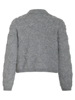 VIAERY COLLAR L/S KNIT CARDIGAN medium grey melange