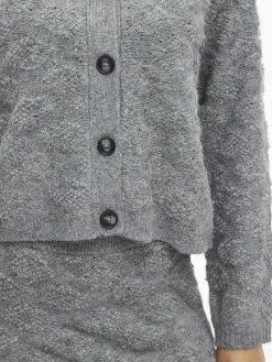 VIAERY COLLAR L/S KNIT CARDIGAN medium grey melange