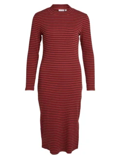 VIBALU CREW NECK L/S MIDI DRESS - NOOS fired brick