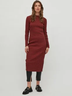 VIBALU CREW NECK L/S MIDI DRESS - NOOS fired brick