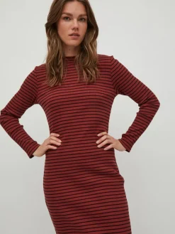 VIBALU CREW NECK L/S MIDI DRESS - NOOS fired brick