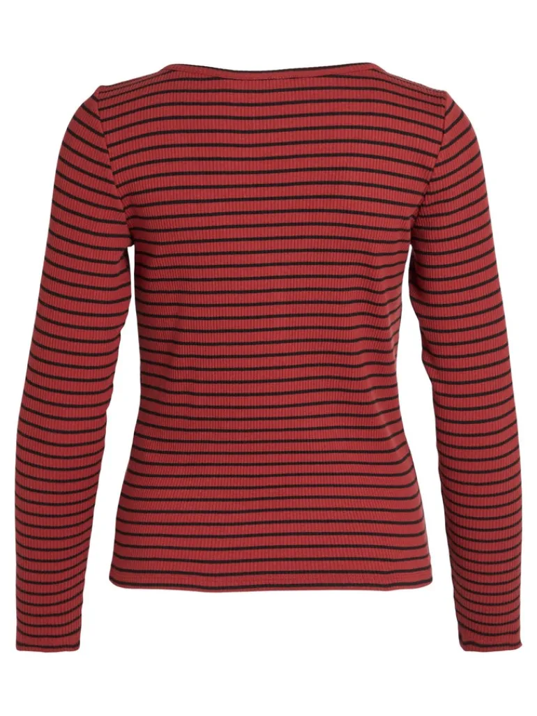 VIBALU V-NECK L/S RIB TOP - NOOS fired brick