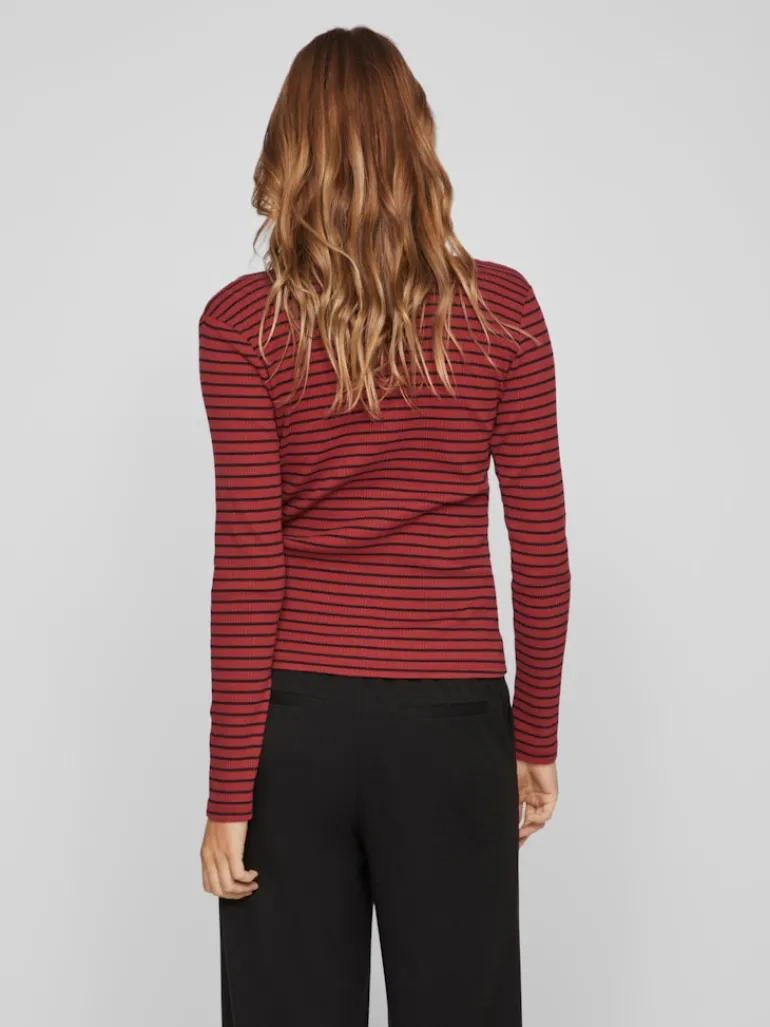 VIBALU V-NECK L/S RIB TOP - NOOS fired brick