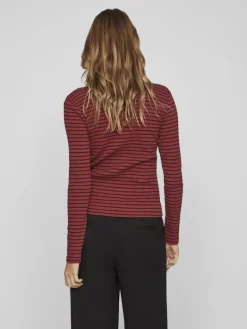 VIBALU V-NECK L/S RIB TOP - NOOS fired brick