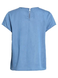 VIBISTA C/S O-NECK TOP - NOOS medium blue denim