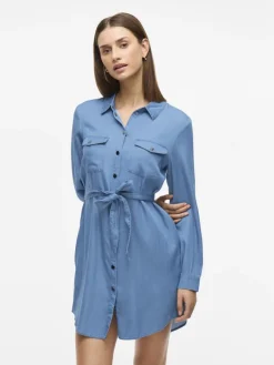 VIBISTA L/S SHIRT DRESS medium blue denim