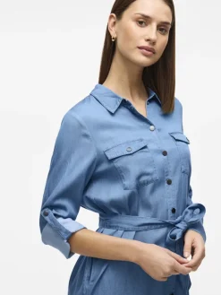 VIBISTA L/S SHIRT DRESS medium blue denim