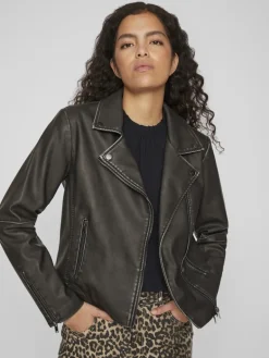 VICARA WASHED COATED JACKET black