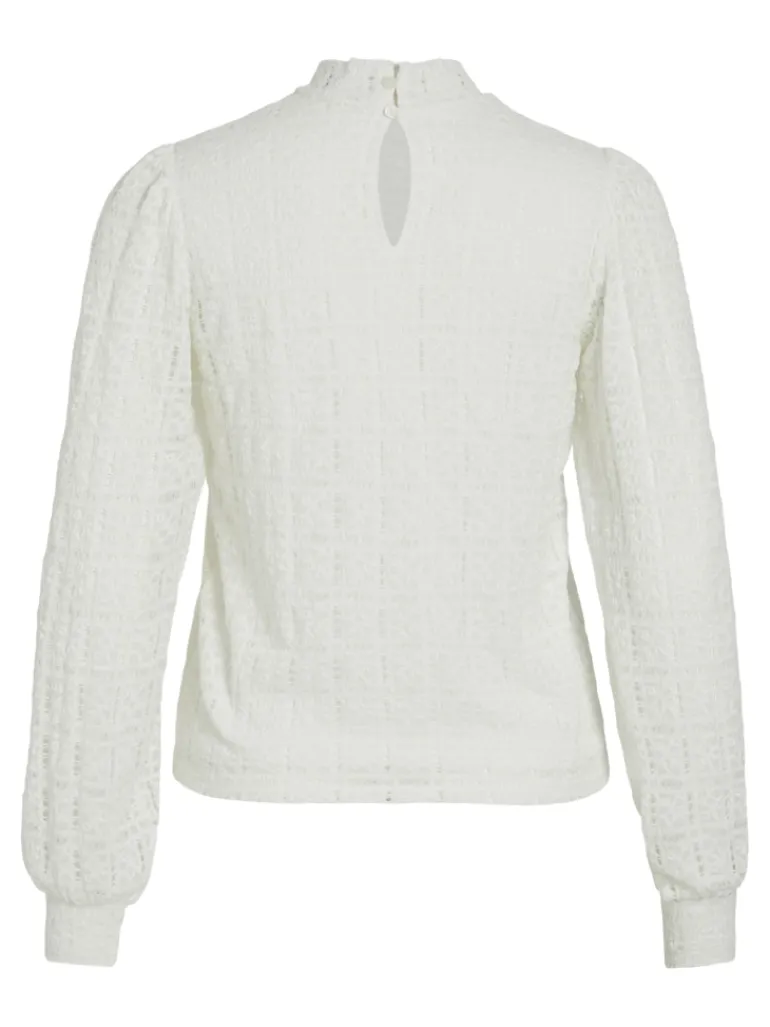 VICIKI L/S HIGH NECK LACE TOP/TB cloud dancer