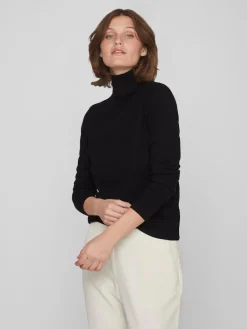 VICOMFY L/S ROLLNECK KNIT TOP/SU/PB black
