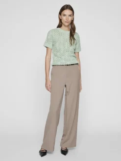 VICOTTI S/S O-NECK KNIT TOP - NOOS silt green