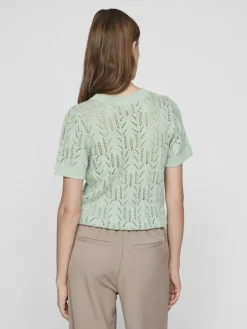 VICOTTI S/S O-NECK KNIT TOP - NOOS silt green