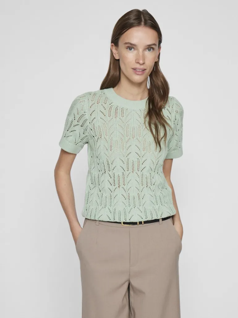 VICOTTI S/S O-NECK KNIT TOP - NOOS silt green