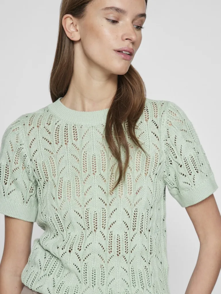 VICOTTI S/S O-NECK KNIT TOP - NOOS silt green