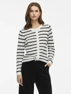 VIDALO O-NECK L/S KNIT CARDIGAN - NOOS white alyssum