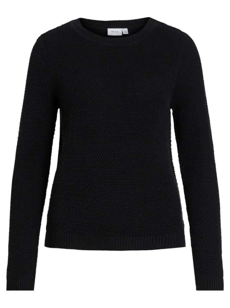 VIDALO O-NECK L/S KNIT TOP- NOOS black