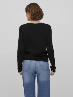 VIDALO O-NECK L/S KNIT TOP- NOOS black