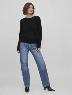 VIDALO O-NECK L/S KNIT TOP- NOOS black