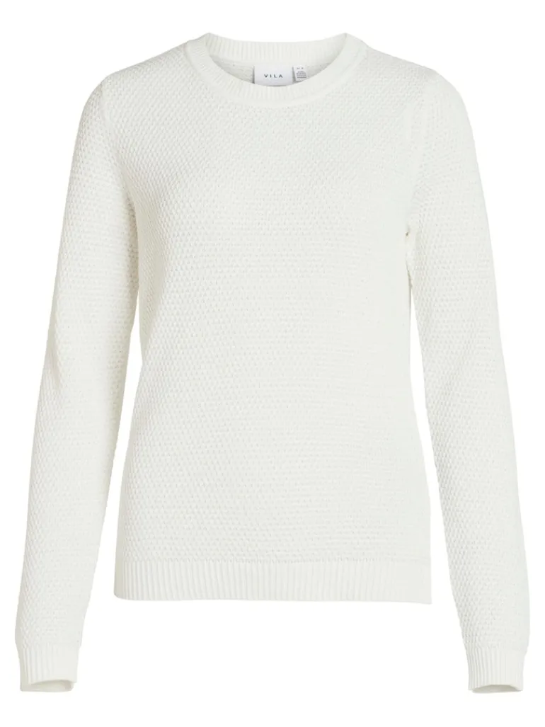 VIDALO O-NECK L/S KNIT TOP- NOOS white alyssum