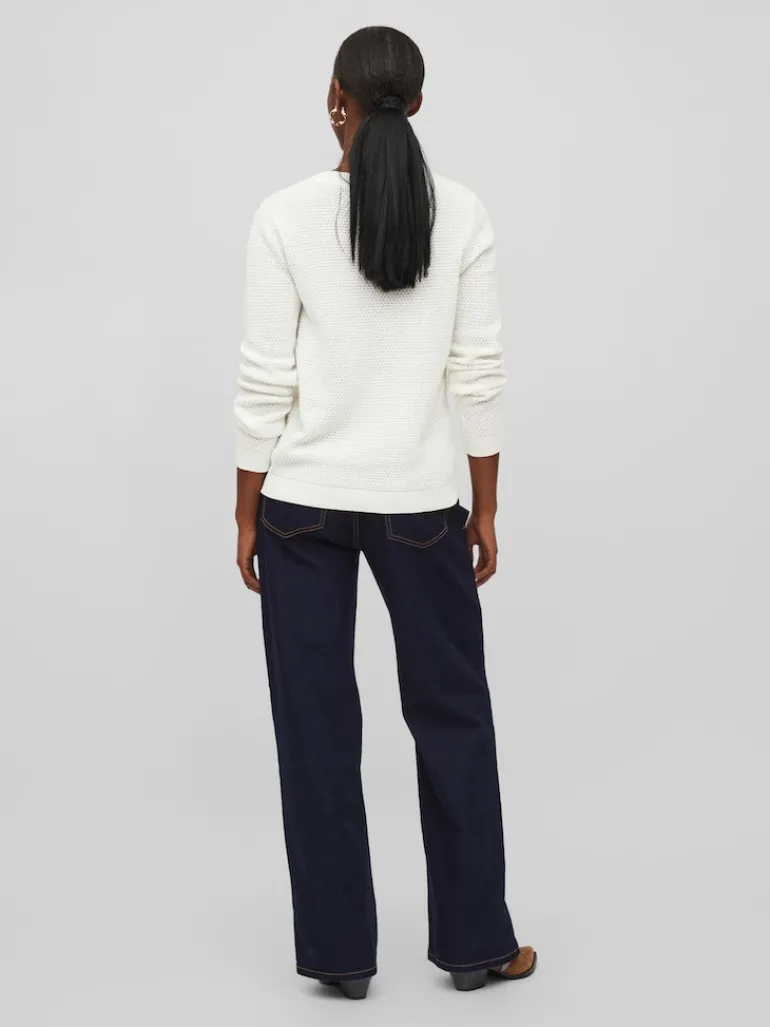 VIDALO O-NECK L/S KNIT TOP- NOOS white alyssum