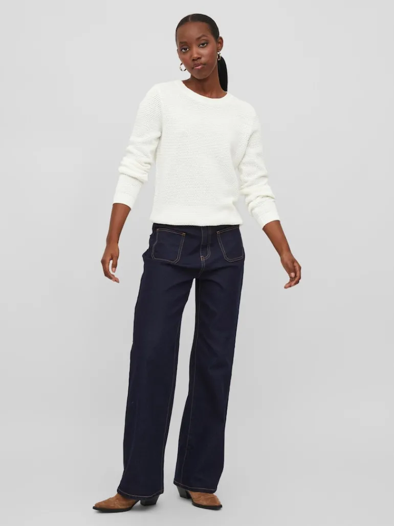 VIDALO O-NECK L/S KNIT TOP- NOOS white alyssum