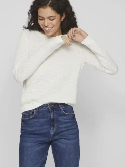 VIDALO O-NECK L/S KNIT TOP- NOOS white alyssum