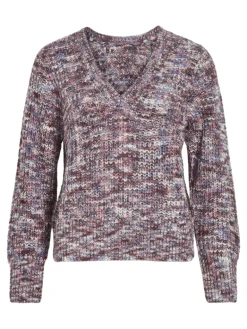 VIDIRMA REV V-NECK L/S KNIT TOP/1 bijou blue