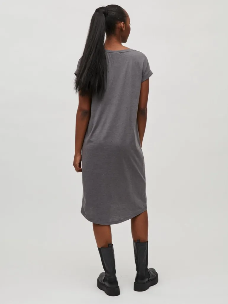 VIDREAMERS S/S KNEE DRESS medium grey melange