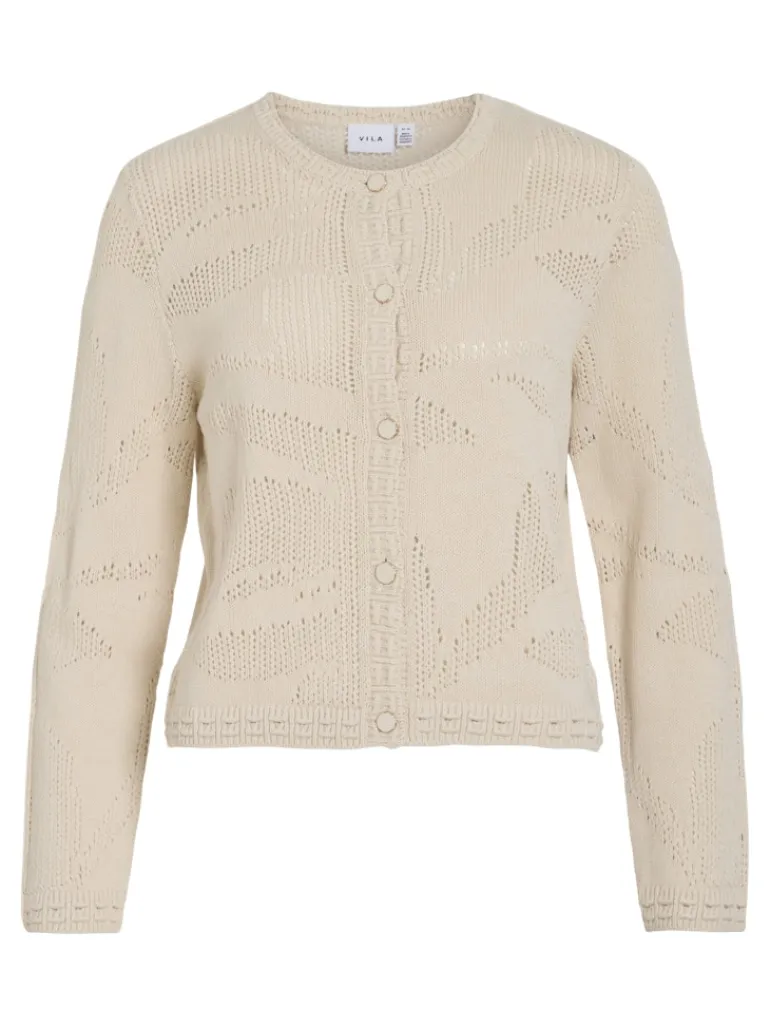 VIEILEEN O-NECK L/S KNIT CARDIGAN/PB birch