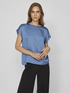 VIELLETTE S/S SATIN TOP - NOOS dunkelblau1