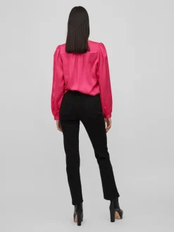 VIELLETTE V-NECK L/S SHIRT - NOOS pink yarrow