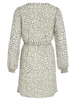 VIFALIA SMOCK V-NECK L/S DRESS - NOOS egret