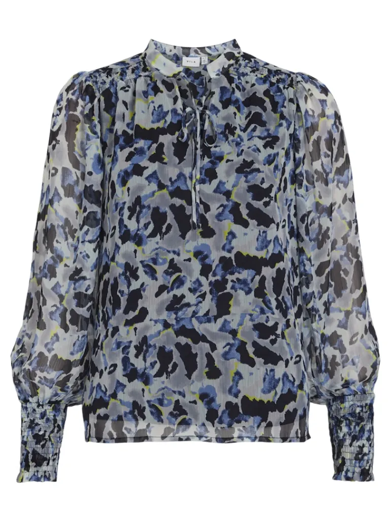VIFALIA TWI TIE NECK L/S TOP/DFS cornstalk