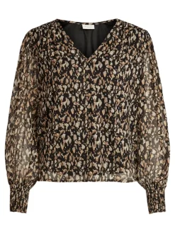 VIFALIA V-NECK L/S TOP black
