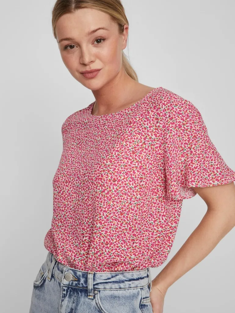 VIFINI FLOUNCE S/S TOP - NOOS pink yarrow