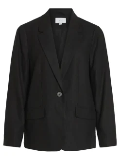 VIJOLANDA L/S LINEN BLEND BLAZER - NOOS black beauty