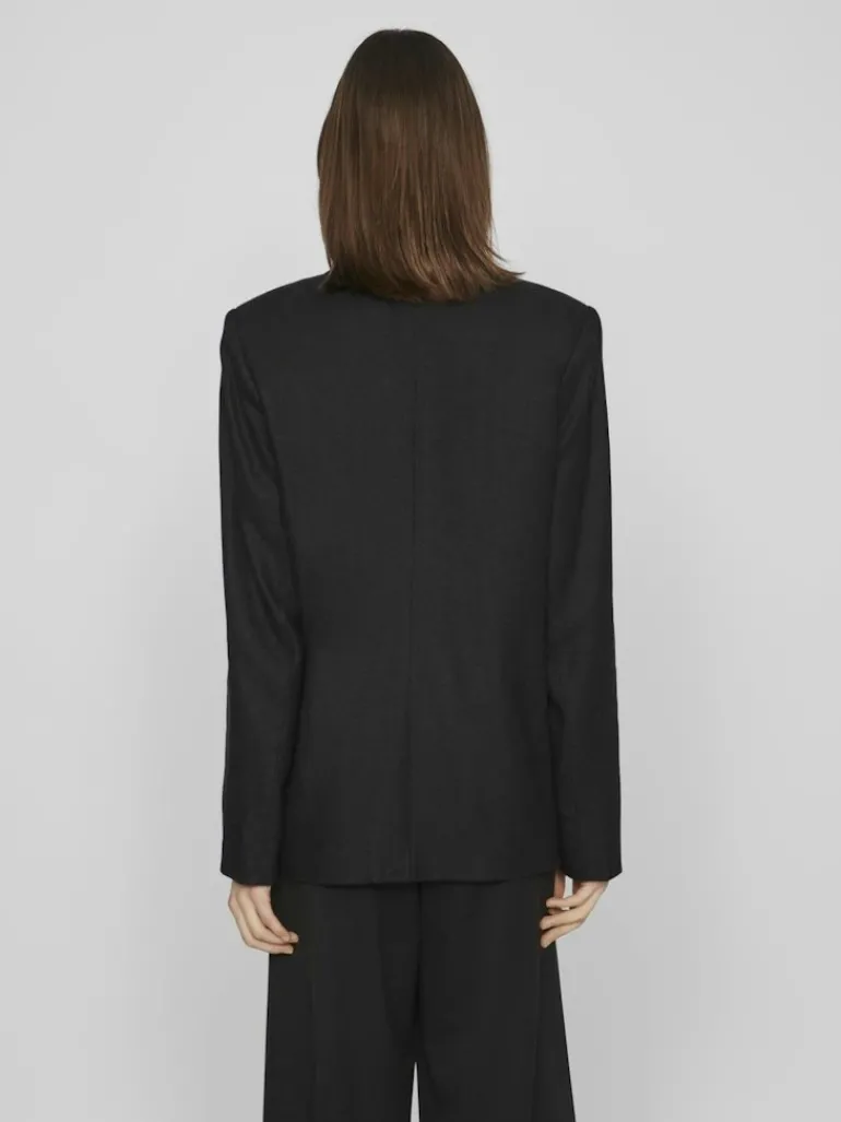 VIJOLANDA L/S LINEN BLEND BLAZER - NOOS black beauty