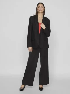 VIJOLANDA L/S LINEN BLEND BLAZER - NOOS black beauty