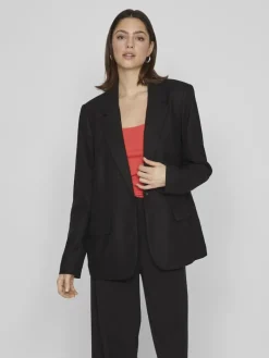 VIJOLANDA L/S LINEN BLEND BLAZER - NOOS black beauty