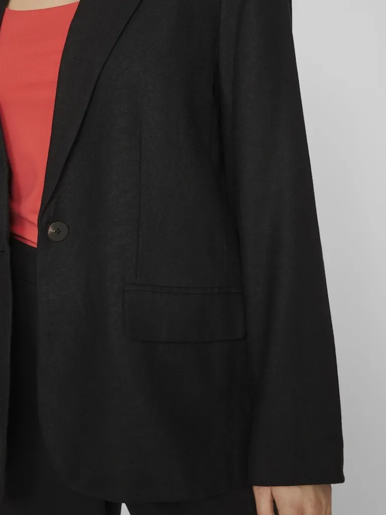 VIJOLANDA L/S LINEN BLEND BLAZER - NOOS black beauty