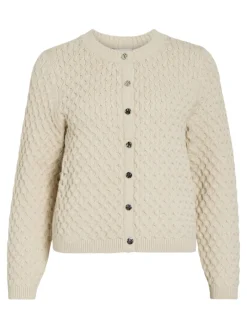VIKALI L/S O-NECK KNIT BUTTON CARDIGAN birch