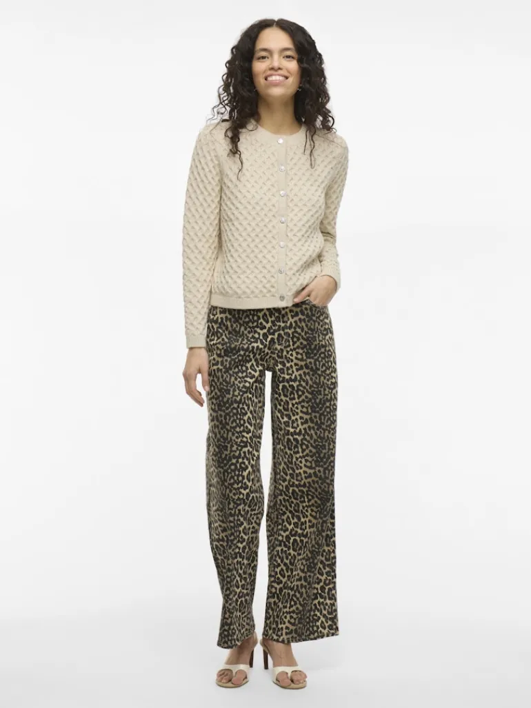 VIKALI L/S O-NECK KNIT BUTTON CARDIGAN birch