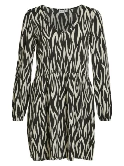 VILAYA LULA V-NECK L/S DRESS/SU/LC black