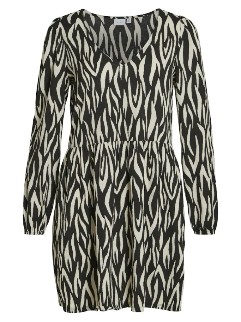 VILAYA LULA V-NECK L/S DRESS/SU/LC black